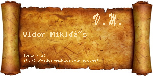 Vidor Miklós névjegykártya